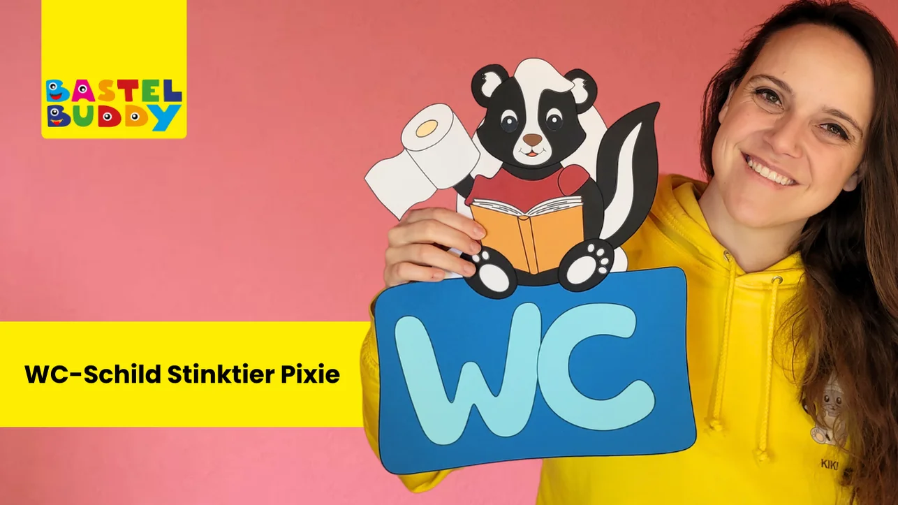 Bastelvideo zu Bastelset WC-Schild mit Stinktier Pixie